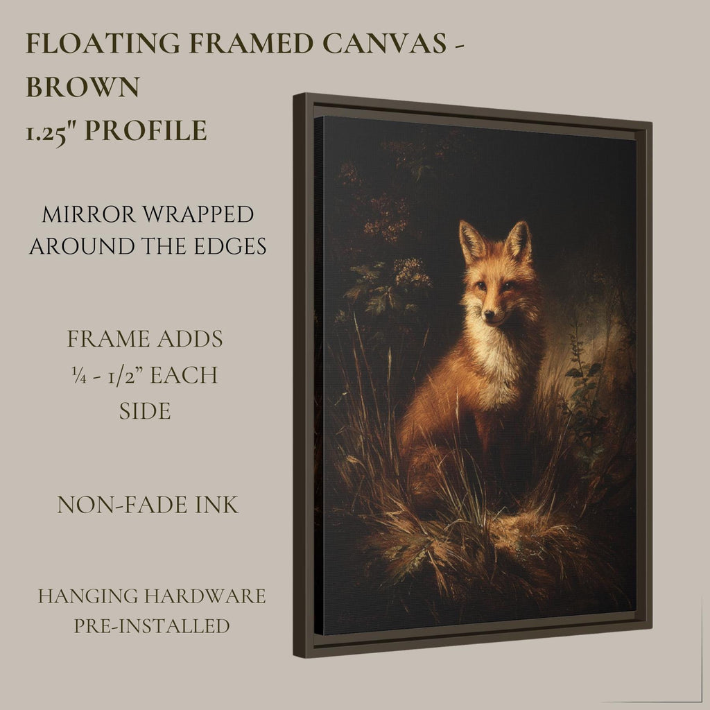 Fox Wall Art Print, Moody Woodland Wildlife Painting, Dark Academia Animal Illustration