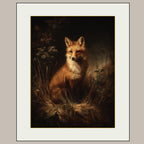 Fox Wall Art Print, Moody Woodland Wildlife Painting, Dark Academia Animal Illustration