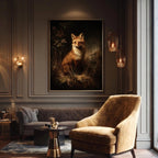 Fox Wall Art Print, Moody Woodland Wildlife Painting, Dark Academia Animal Illustration