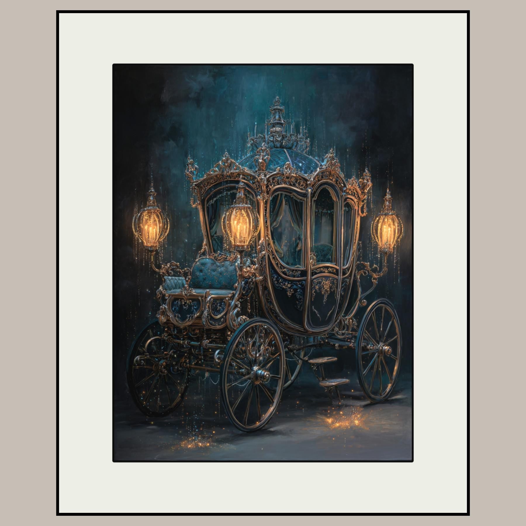 Gothic Fairytale Carriage Wall Art, Enchanted Ornate Coach Print, Dark Academia Fantasy Decor