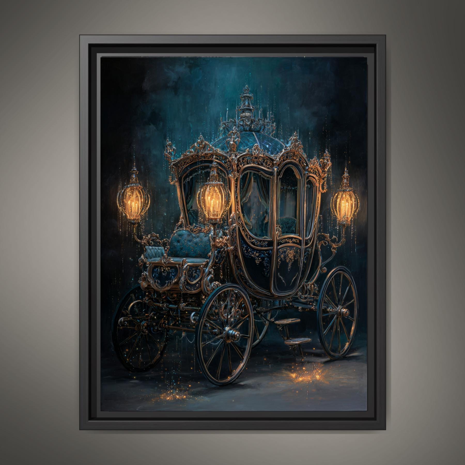 Gothic Fairytale Carriage Wall Art, Enchanted Ornate Coach Print, Dark Academia Fantasy Decor Main image