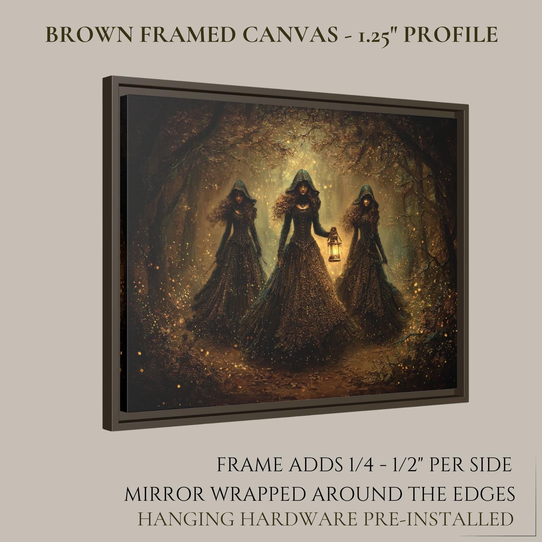 Three Witches Wall Art Print, Dark Fantasy Witch Coven Painting, Gothic Woodland Decor