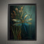 Dragonfly Wall Art Print, Teal Botanical Insect Painting, Dark Academia Wall Decor