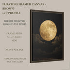 Golden Full Moon Wall Art Print, Celestial Night Sky Cloudscape Painting