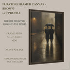 Two Gentlemen Walking, London Streetscene Print, Male Couple with Umbrella Painting