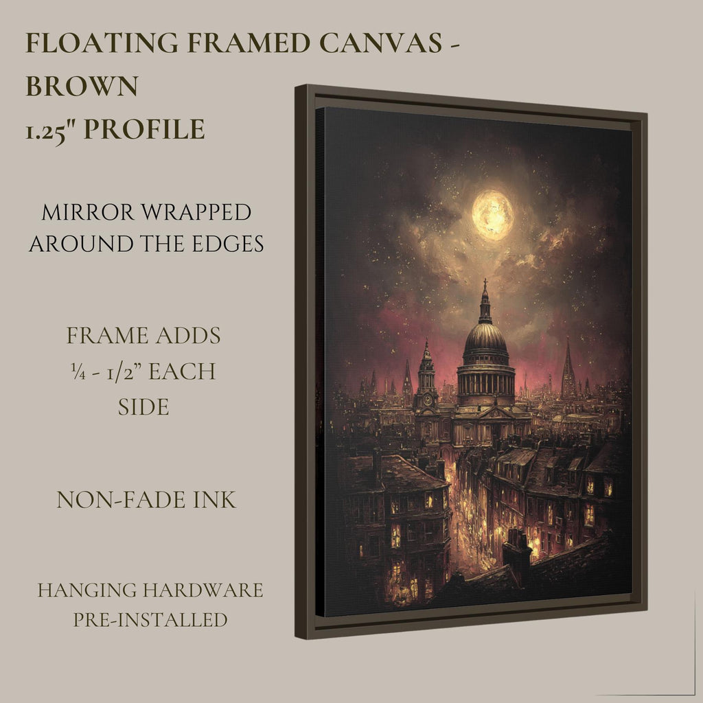 Vintage London at Night Cityscape Wall Art Print, St Pauls Cathedral Artwork