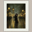 Victorian Kissing Couple Wall Art Print Big Ben, Rainy London Cityscape Painting