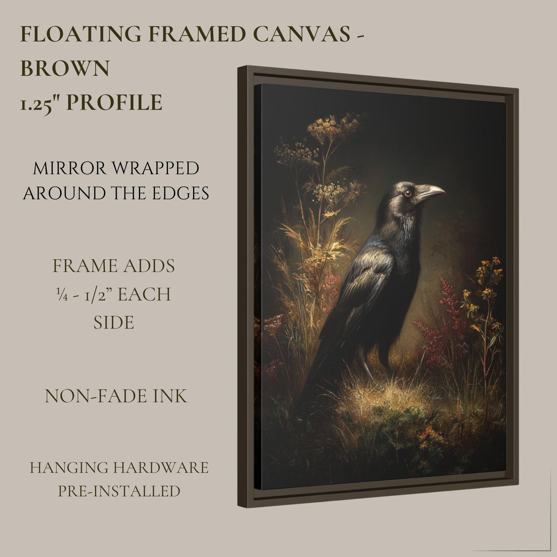 Raven Wall Art Print, Dark Academia Bird Artwork, Gothic Victorian Style Wildlife Painting