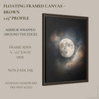 Moody Full Moon Wall Art Print, Dark Atmospheric Night Sky, Celestial Clouds Mystical Painting