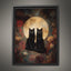Twin Black Cats Moon Wall Art, Gothic Cat Print Dark Academia Witchy Celestial Decor