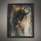 Black Horned Demon and Woman Art Print Dark Fantasy Gold Drip Occult Devil Decor