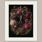 Thread of Life Wall Art Print, Floral Scissors Artwork, Greek Mythology Decor