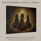 Three Witches Wall Art Print, Dark Fantasy Witch Coven Painting, Gothic Woodland Decor