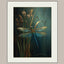 Dragonfly Wall Art Print, Teal Botanical Insect Painting, Dark Academia Wall Decor