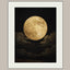 Golden Full Moon Wall Art Print, Celestial Night Sky Cloudscape Painting