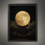 Golden Full Moon Wall Art Print, Celestial Night Sky Cloudscape Painting