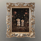 Whimsical Mouse Wall Art Print, Crowned Mice Painting, Fieldmouse Wearing Crowns Woodland Decor Artwork