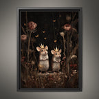 Whimsical Mouse Wall Art Print, Crowned Mice Painting, Fieldmouse Wearing Crowns Woodland Decor Artwork