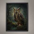 Owl Wall Art Print, Forest Bird of Prey Decor, Moody Woodland Nature Artwork