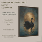 Black Swan Celestial Moon Art Print, Vintage Bird Artwork Painting