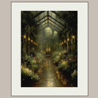 Vintage Greenhouse Wall Art Print, Moody Botanical Conservatory Artwork Painting