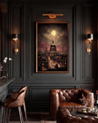 Vintage London at Night Cityscape Wall Art Print, St Pauls Cathedral Artwork