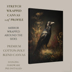 Raven Wall Art Print, Dark Academia Bird Artwork, Gothic Victorian Style Wildlife Painting