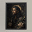 Celestial Male Portrait Print, Dark Haired Man Wall Art Painting, Moody Botanical Decor