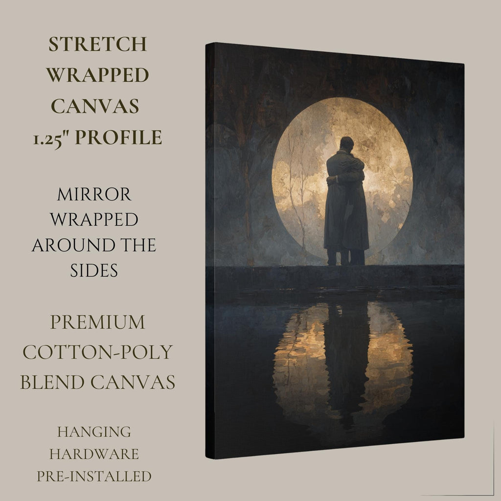 Two Men Hugging, Moon Refelection Wall Art Print, Memorial Artwork, Grief  Bereavement Decor,