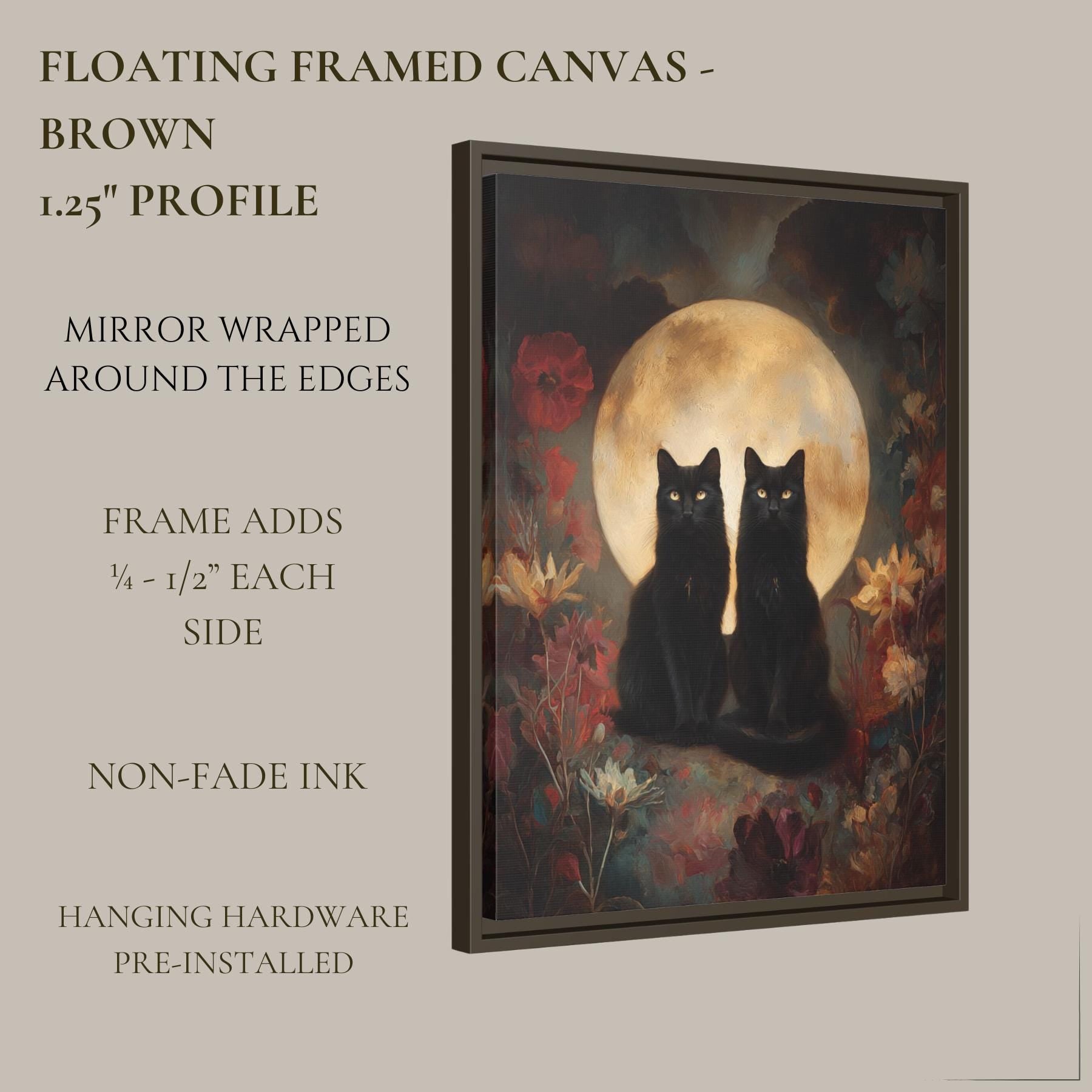 Twin Black Cats Moon Wall Art, Gothic Cat Print Dark Academia Witchy Celestial Decor