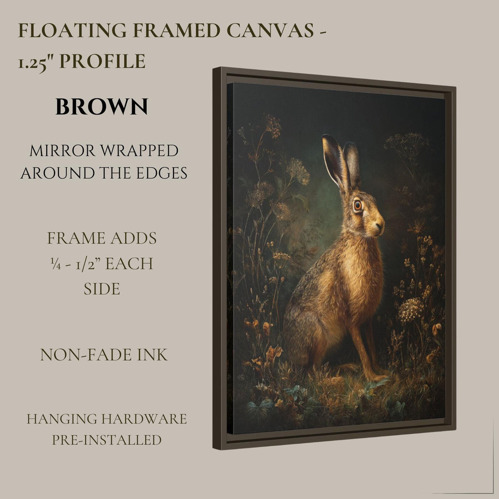 Hare Wall Art Print, Moody Woodland Animal Portrait, Dark Academia Nature Decor Artwork