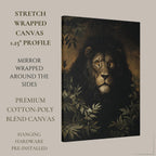 Black Lion Jungle Wall Art Print, Moody Wildlife Portrait, Masculine Dark Academia Decor Artwork