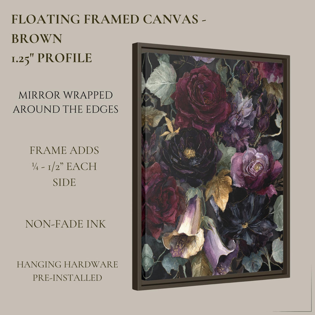Dark Floral Wall Art Print, Moody Roses and Lilies Painting, Gothic Flower Decor