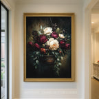 Dark Floral Wall Art Print, Moody Roses Camellias, Gothic Botanical Decor Artwork