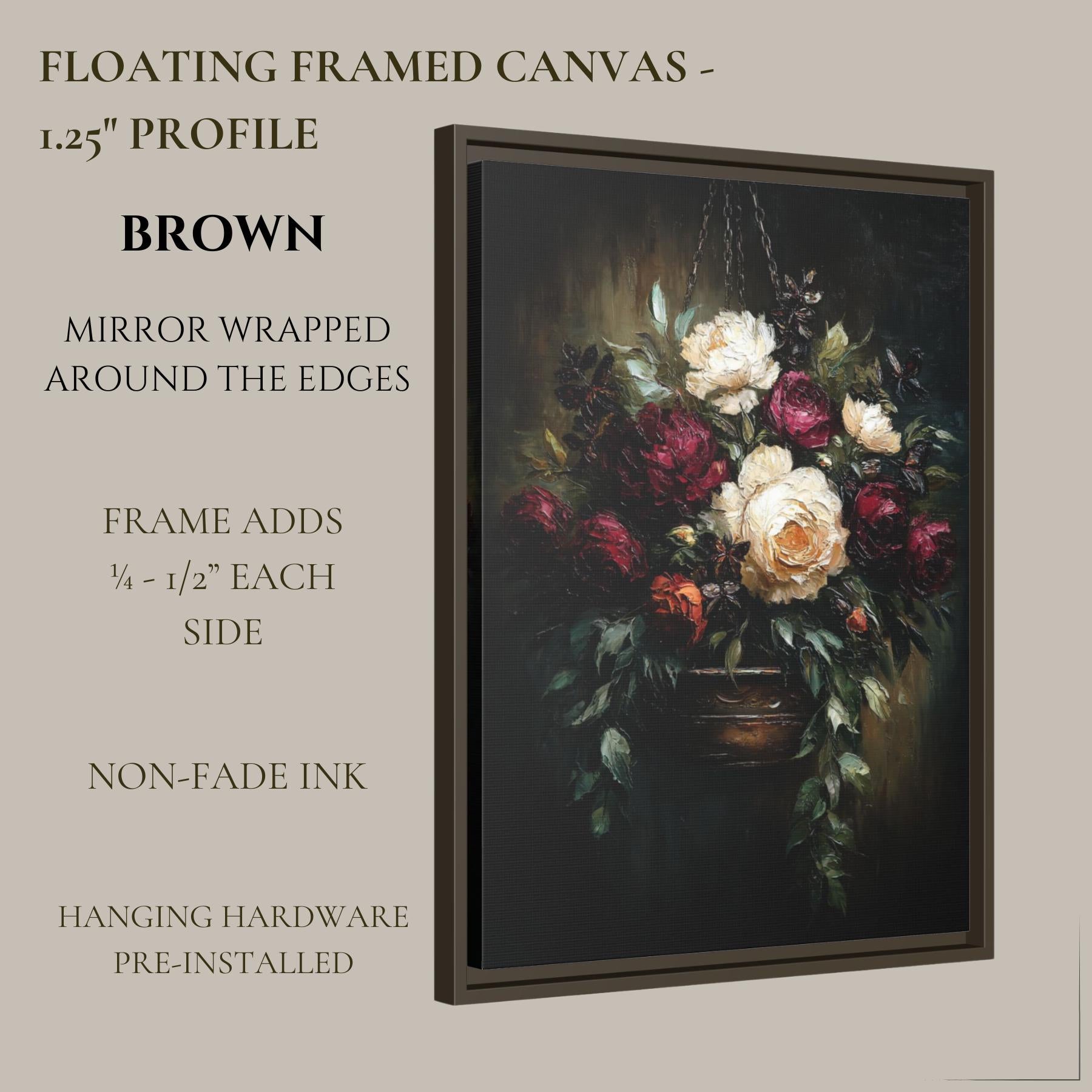 Dark Floral Wall Art Print, Moody Roses Camellias, Gothic Botanical Decor Artwork