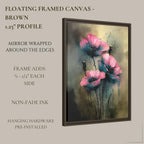 Pink Teal Floral Wall Art Print, Moody Abstract Flower Painting, Dark Romantic Botanical Decor