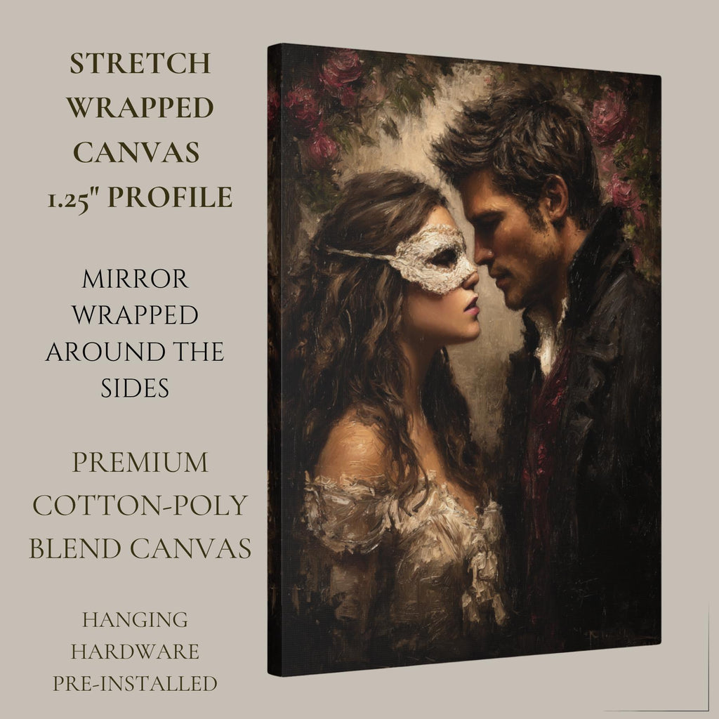 Victorian Couple Wall Art Print, Regency Masked Ball Romantic Painting