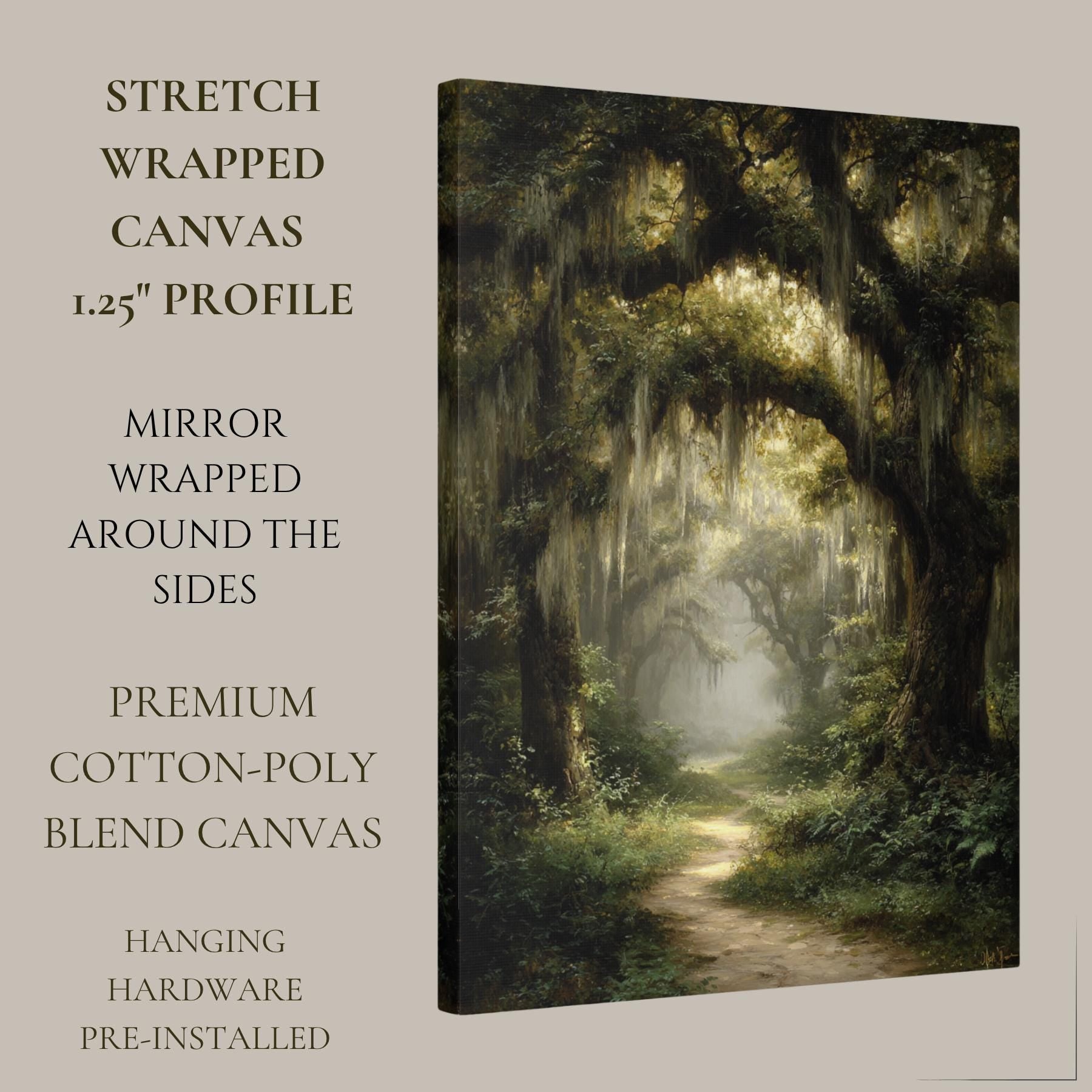 Enchanted Oak Forest Wall Art, Gothic Woodland Path Print, Dark Academia Tree Decor