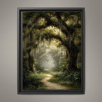 Enchanted Oak Forest Wall Art, Gothic Woodland Path Print, Dark Academia Tree Decor