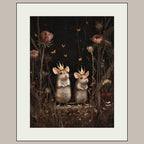 Whimsical Mouse Wall Art Print, Crowned Mice Painting, Fieldmouse Wearing Crowns Woodland Decor Artwork