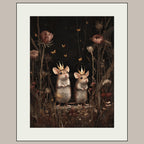 Whimsical Mouse Wall Art Print, Crowned Mice Painting, Fieldmouse Wearing Crowns Woodland Decor Artwork
