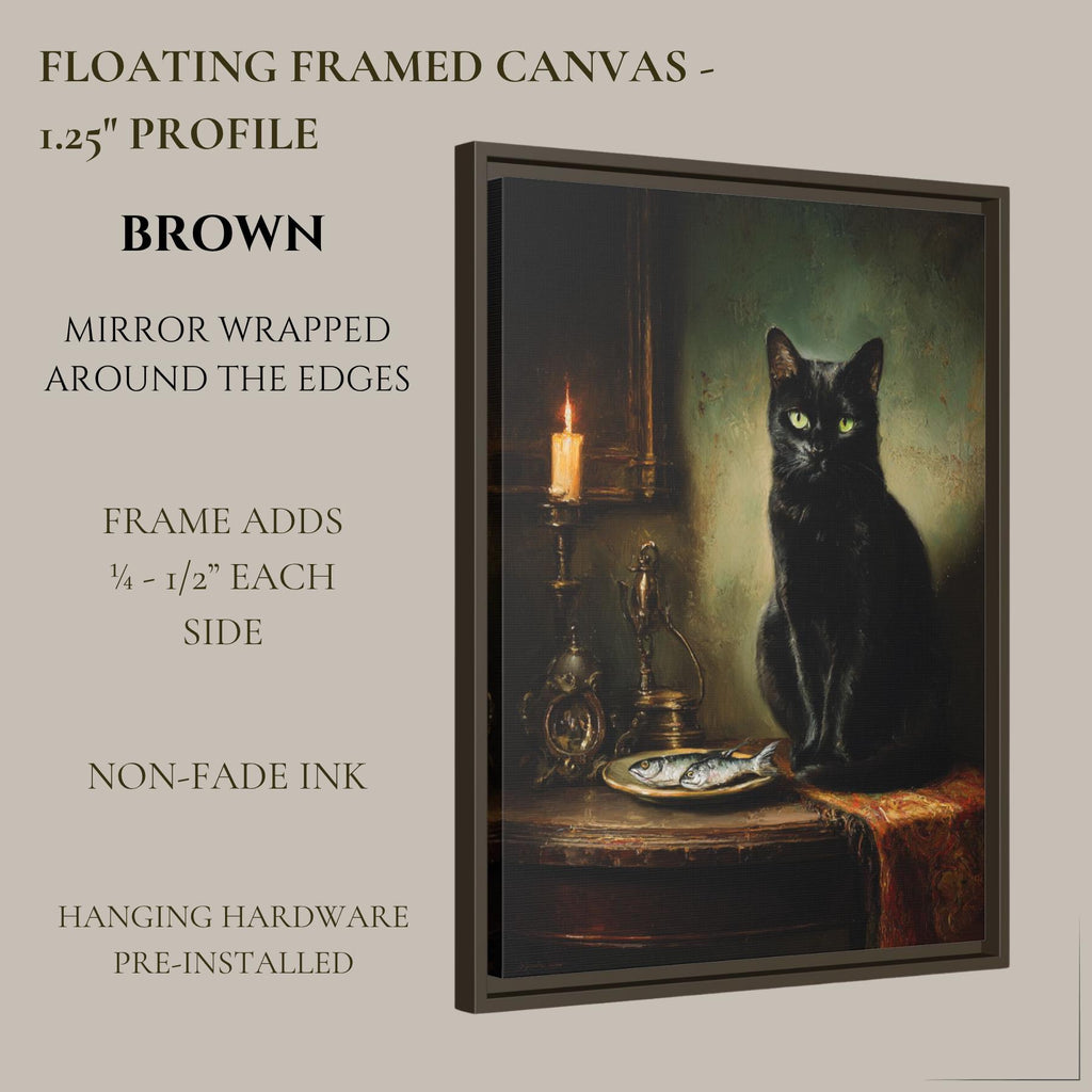 Black Cat with Fish Wall Art Print, Vintage Witchy Painting, Animal Lover Gift