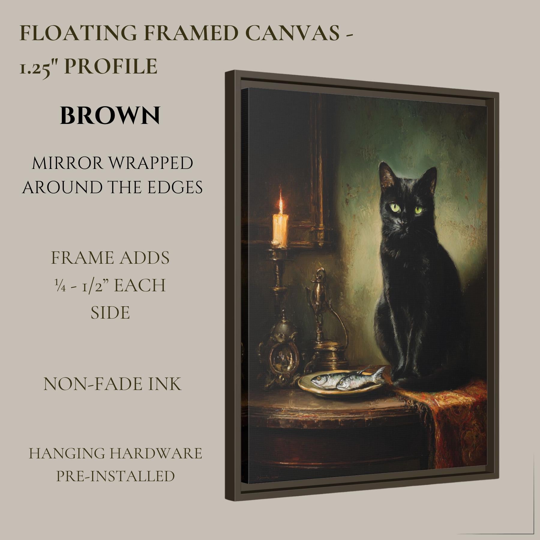 Black Cat with Fish Wall Art Print, Vintage Witchy Painting, Animal Lover Gift