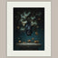 Hanging Black Bat Gold Leaves Wall Art Print, Moody Animal Forest Painting