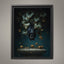 Hanging Black Bat Gold Leaves Wall Art Print, Moody Animal Forest Painting