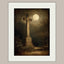 Moonlit Cross Tombstone Wall Art, Gothic Churchyard Print, Haunted Victorian Memorial Graveyard Decor