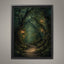 Lanterns Lighting Tunnel Through Trees, Forest Path Wall Art, Enchanted Fantasy Woodland Print,