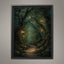 Lanterns Lighting Tunnel Through Trees, Forest Path Wall Art, Enchanted Fantasy Woodland Print,