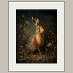 Hare Wall Art Print, Moody Woodland Animal Portrait, Dark Academia Nature Decor Artwork