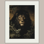 Black Lion Jungle Wall Art Print, Moody Wildlife Portrait, Masculine Dark Academia Decor Artwork